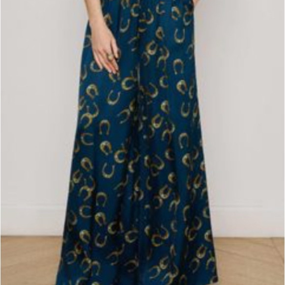 L’Agence Lillian Satin Pants with Horseshoe Pattern